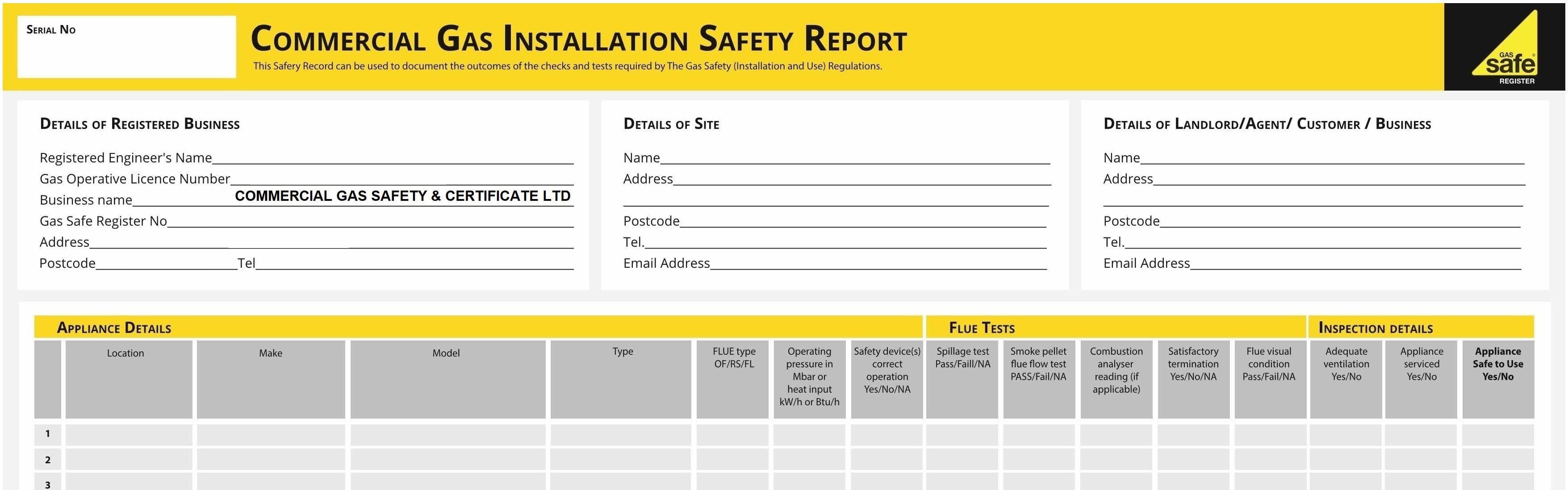 Commercial gas safety certificates London